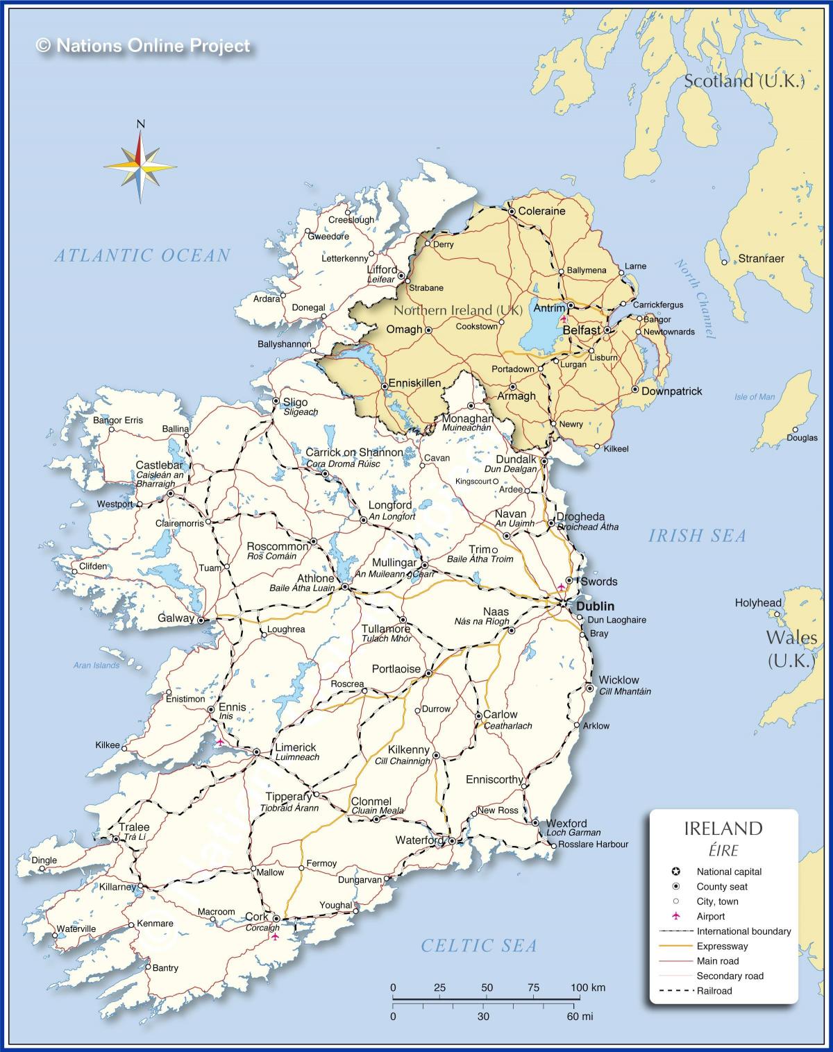 Карта страны Ирландия